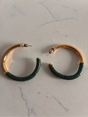 SOKO Gold Hoops with Emerald Green Horn Wrap